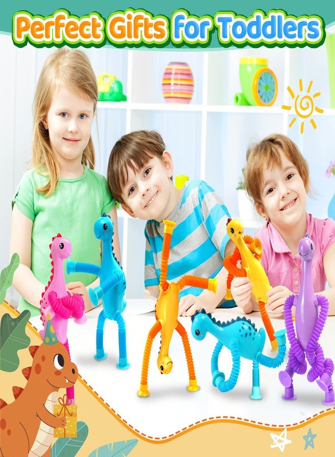 CHESLICR 4Pcs Dinosaur Valentines Day Gift for Kids Classroom Airplane Travel Toys for Toddlers Kid Boys Girls Sensory Suction Tube ADHD Autism Road Trip Car Activities Essential Stocking Stuffers Gifts - Image 2